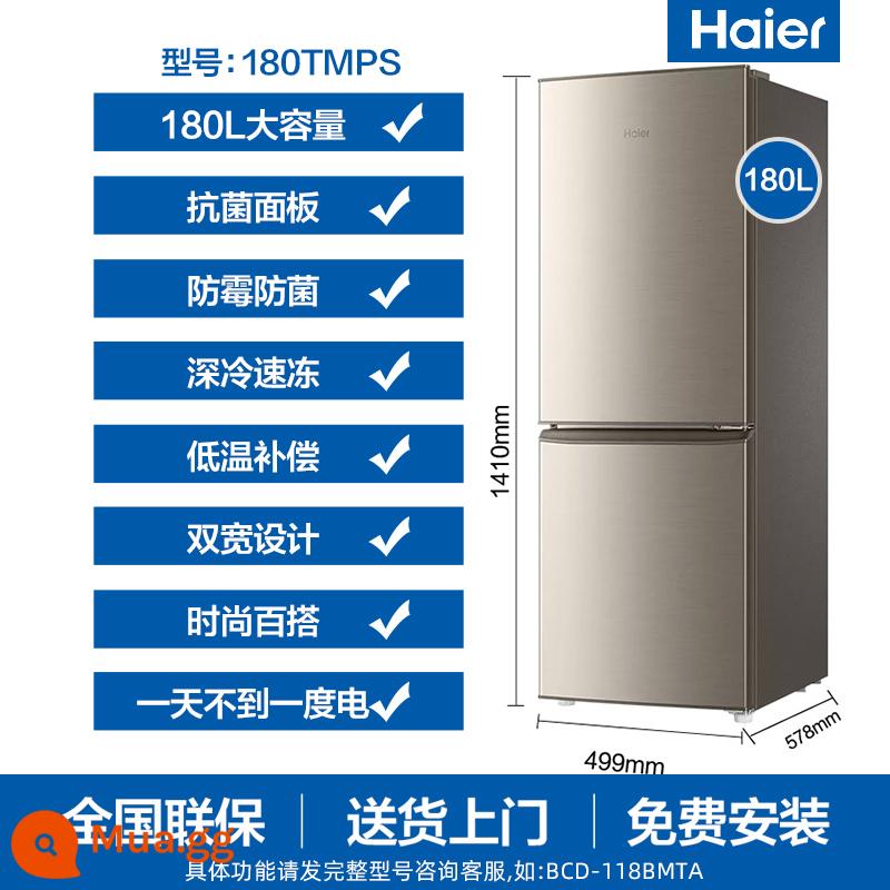 [Gói dùng cho hộ gia đình] Tủ lạnh Haier ba cửa hộ gia đình cấp đông mềm cỡ nhỏ tiết kiệm điện 218/216L làm mát bằng không khí không đóng tuyết - Màu vàng cam 180 Haier thẳng lạnh 2 cửa