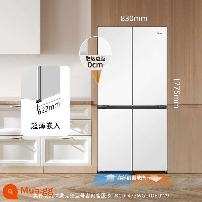 Tủ lạnh Haier 460 lít không nhúng loại siêu mỏng gia đình siêu mỏng màu trắng làm mát đáy bốn cửa - Ánh trăng trắng