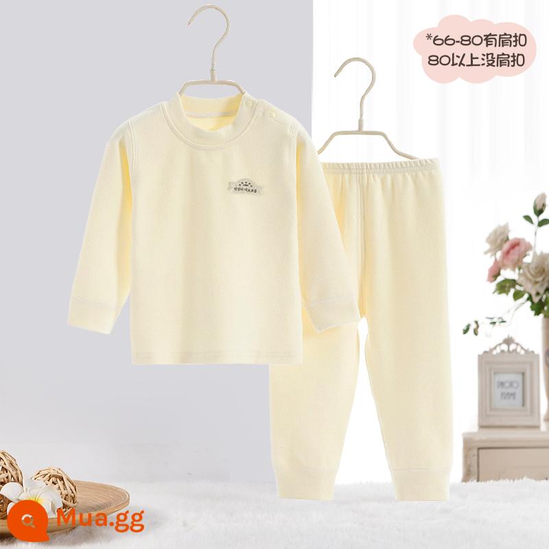 Bộ quần áo mùa thu và quần vệ sinh cotton nguyên chất cho bé trai và bé gái, bộ đồ lót cotton ấm áp màu nhung mềm mại cho bé mùa thu đông - 9731 màu vàng 290g trọng lượng cao