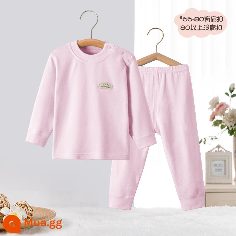 Bộ quần áo mùa thu và quần vệ sinh cotton nguyên chất cho bé trai và bé gái, bộ đồ lót cotton ấm áp màu nhung mềm mại cho bé mùa thu đông - 9731 hồng nặng 290g