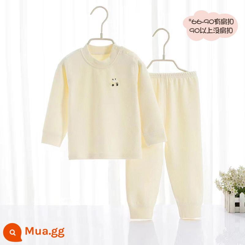 Bộ quần áo mùa thu và quần vệ sinh cotton nguyên chất cho bé trai và bé gái, bộ đồ lót cotton ấm áp màu nhung mềm mại cho bé mùa thu đông - 1015 màu vàng 290g trọng lượng cao