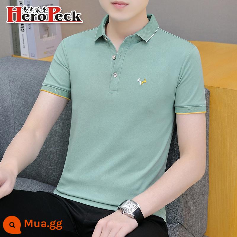 Lụa băng Ralph Lauren polo có cổ áo thun nam ngắn tay xu hướng mùa hè ve áo cổ sơ mi Áo sơ mi POLO nửa tay quần áo hàng đầu - Đậu xanh QY681