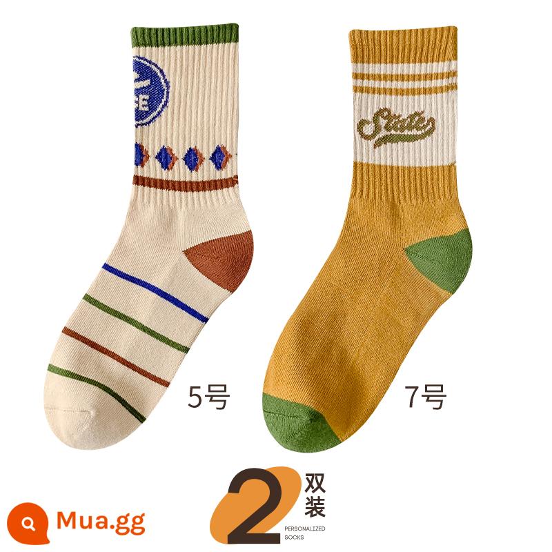 Những chiếc vớ dày trẻ em vào mùa thu và mùa đông làm tròn lông bông cotton sock sock sock, vớ ống cao ấm, mang ngoài - 5+7 2 cặp