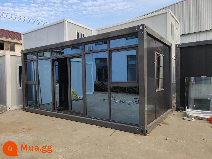 Nhà container di động văn phòng sống bằng thép màu lắp ráp đơn giản khung nhà tiền chế có thể tháo rời nhà tích hợp - xám