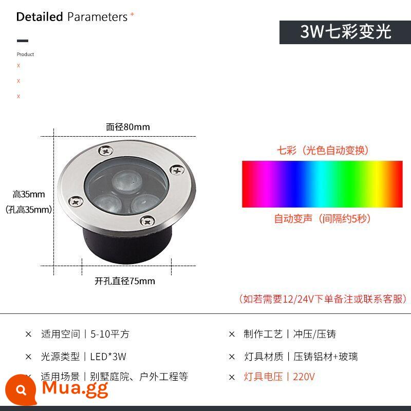 Siêu mỏng đèn ngầm led ngoài trời chống thấm nước nhúng ngầm đèn sàn gạch vuông sân vườn ánh sáng ngầm - Độ dốc đầy màu sắc 3W (80 * 35mm)