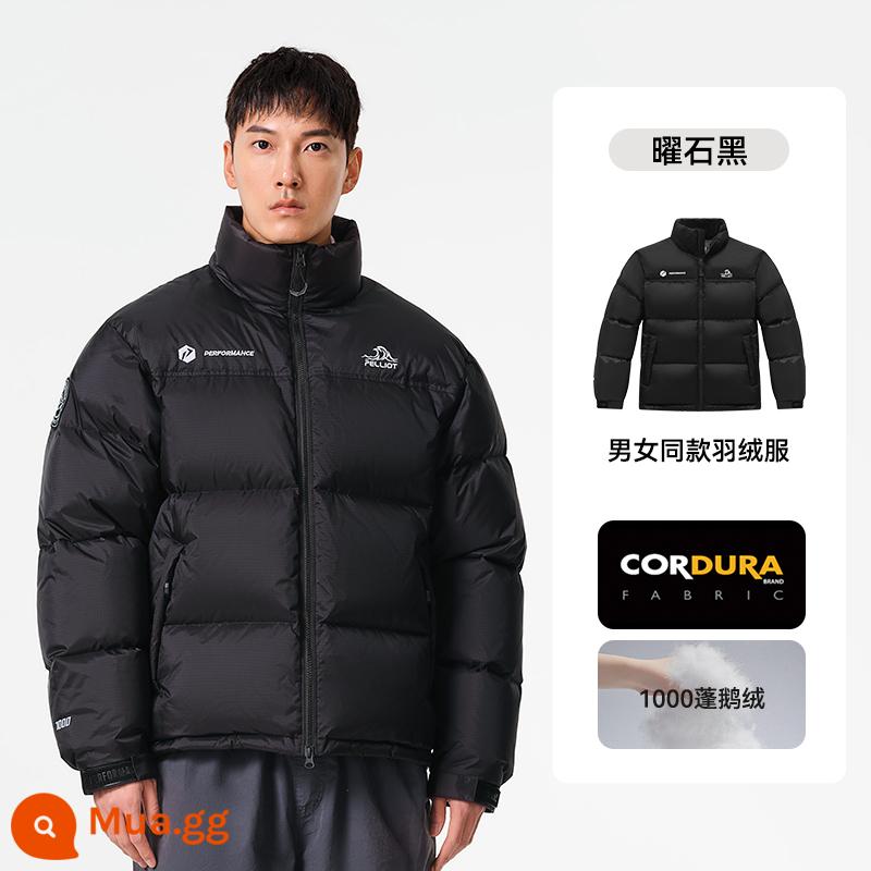 [Glacier] Áo khoác lông vũ dày 1000 Pelliot ngoài trời chống lạnh dành cho nam và nữ quần áo leo núi ấm áp - Obsidian Black/1000 Puff Goose Down (kiểu cổ đứng)