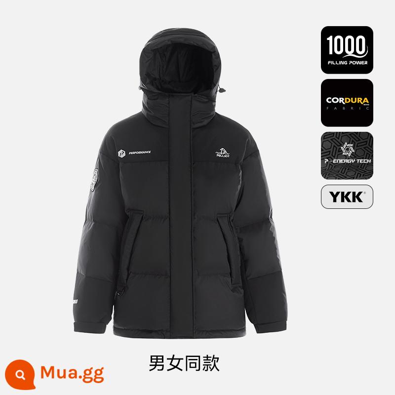 [Glacier] Áo khoác lông vũ dày 1000 Pelliot ngoài trời chống lạnh dành cho nam và nữ quần áo leo núi ấm áp - Obsidian Black/1000 Puff Goose Down (mẫu có mũ trùm đầu)