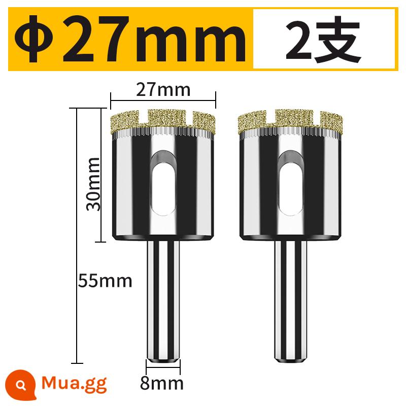 Mũi khoan gạch mũi khoan kính đầy đủ 6mm bằng đá cẩm thạch toàn gốm sứ thủy tinh hóa gạch đục lỗ đặc biệt hiện vật - 27mm hai