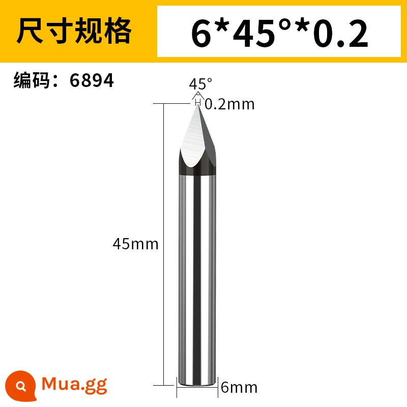 Dao khắc máy tính Huhao Dao khắc chữ PCD thép vonfram dao sắc bốn lưỡi / đá granit / dao sắc trung tâm / dao kim loại - 6*45*0.2