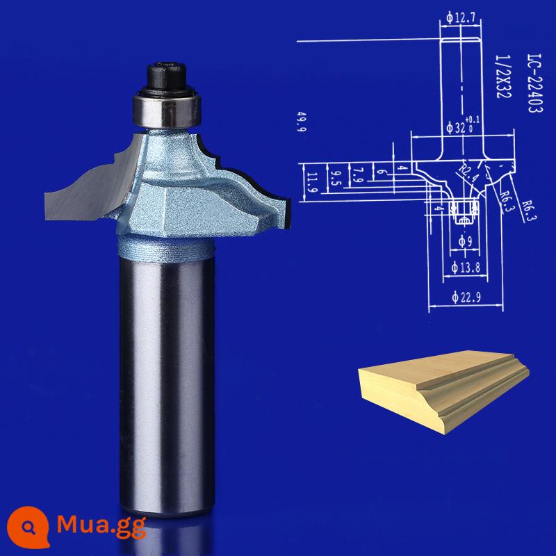 Huhao phi lê dao Minzi dao chế biến gỗ phay cắt khía công cụ cắt tỉa đầu máy R chamfering dao máy khắc chiêng dao - Dao Minzai góc tròn Huhao 1/2 * 32MM