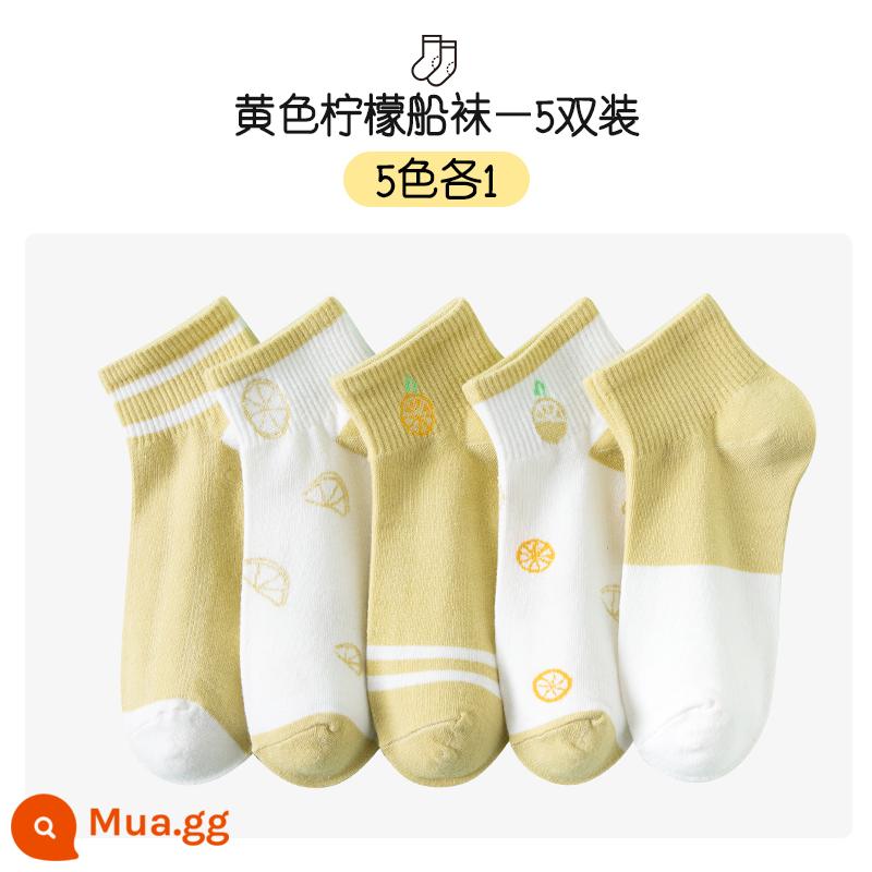 Tất, tất nữ, xuân hè, cotton nguyên chất, khử mùi, tất ống giữa nữ, xuân hè, tất cotton ngắn, tất vô hình bé gái, mùa hè - 5 đôi: 6018