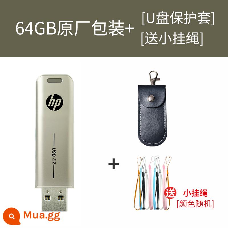 Ổ Đĩa Flash HP 128G Dung Lượng Lớn USB3.2 Tốc Độ Cao 64G Khắc Đèn LED Cổng USB Điện Thoại Di Động Xe Máy Tính Đa Năng x796w - Bao bì gốc 64G tốc độ cao USB3.2 + vỏ bảo vệ