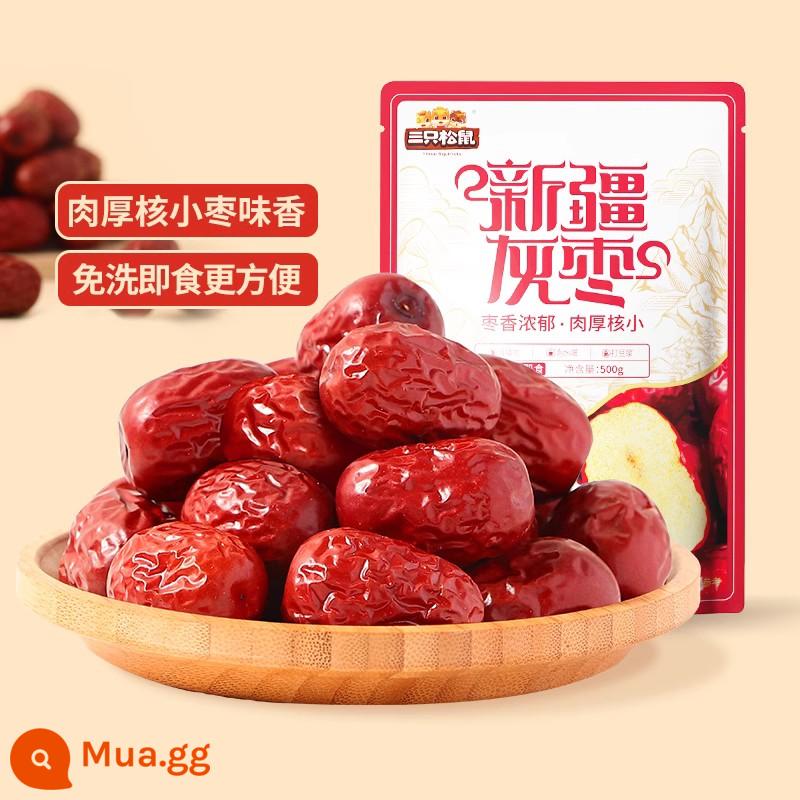 [Ba con sóc_Cây chà là xám Tân Cương 500g] Đồ ăn vặt Quả chà là đỏ dùng một lần Quả chà là đỏ Quả chà là khô Quả chà là giòn Quả chà là sữa - [Bán đại trà 500g] Da mỏng thịt dày, không cần rửa, khuyên dùng để ngâm nước và nấu súp