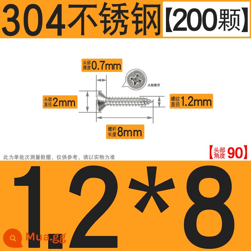 Thép không gỉ 304 vít tự tháo chéo vít đầu chìm vít gỗ mở rộng vít đầu phẳng 1M2M3M4M5M6 - M1.2*8[200 chiếc]