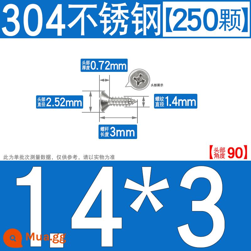 Thép không gỉ 304 vít tự tháo chéo vít đầu chìm vít gỗ mở rộng vít đầu phẳng 1M2M3M4M5M6 - M1.4*3[250 chiếc]