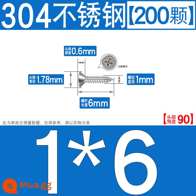 Thép không gỉ 304 vít tự tháo chéo vít đầu chìm vít gỗ mở rộng vít đầu phẳng 1M2M3M4M5M6 - M1*6[200 chiếc]