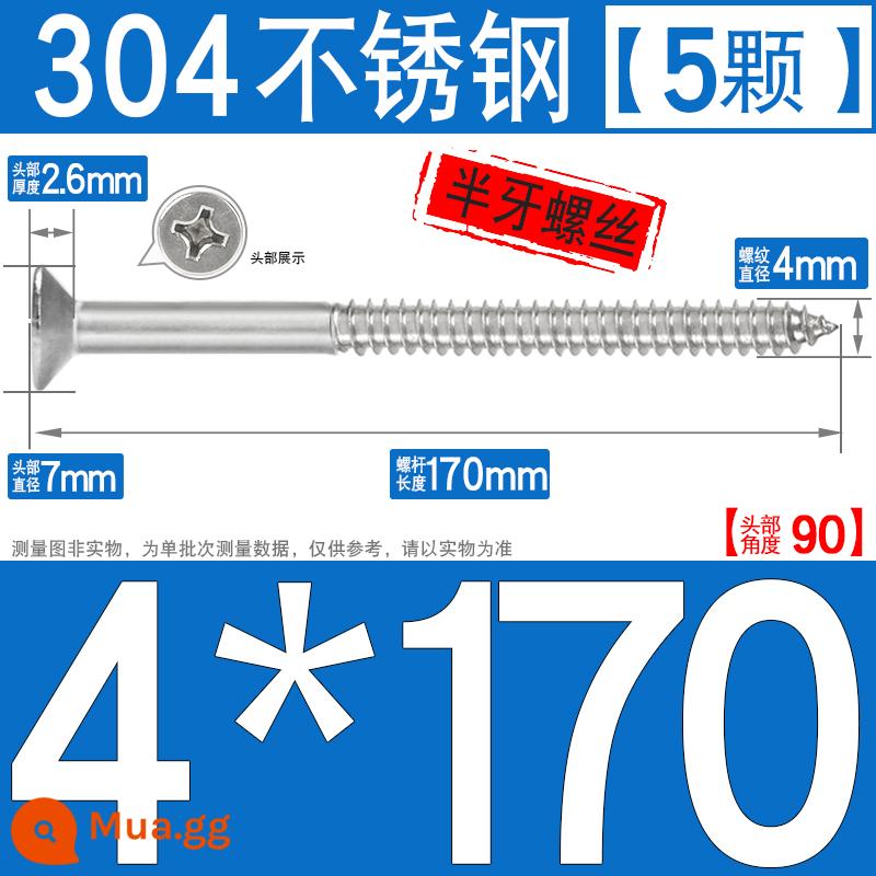 Thép không gỉ 304 vít tự tháo chéo vít đầu chìm vít gỗ mở rộng vít đầu phẳng 1M2M3M4M5M6 - M4*170[5 cái]