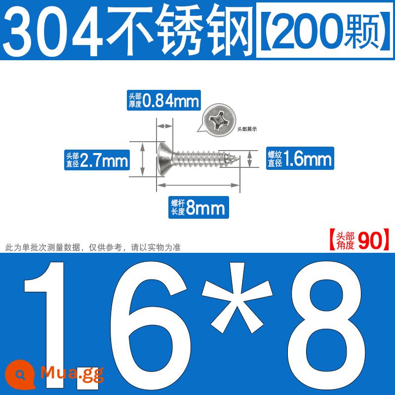 Thép không gỉ 304 vít tự tháo chéo vít đầu chìm vít gỗ mở rộng vít đầu phẳng 1M2M3M4M5M6 - M1.6*8[200 chiếc]