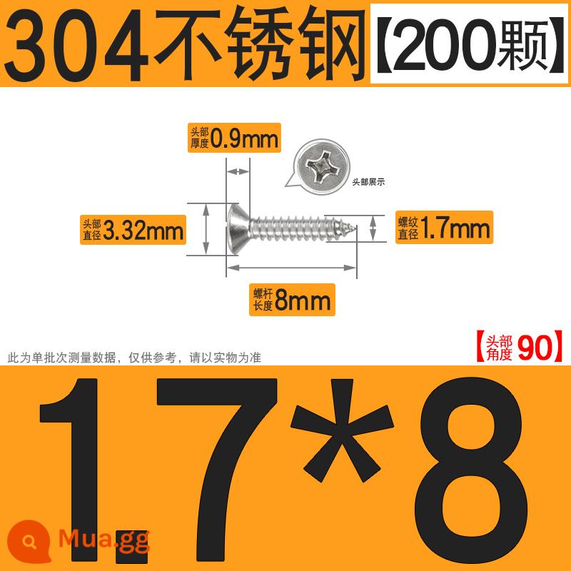 Thép không gỉ 304 vít tự tháo chéo vít đầu chìm vít gỗ mở rộng vít đầu phẳng 1M2M3M4M5M6 - M1.7*8[200 chiếc]