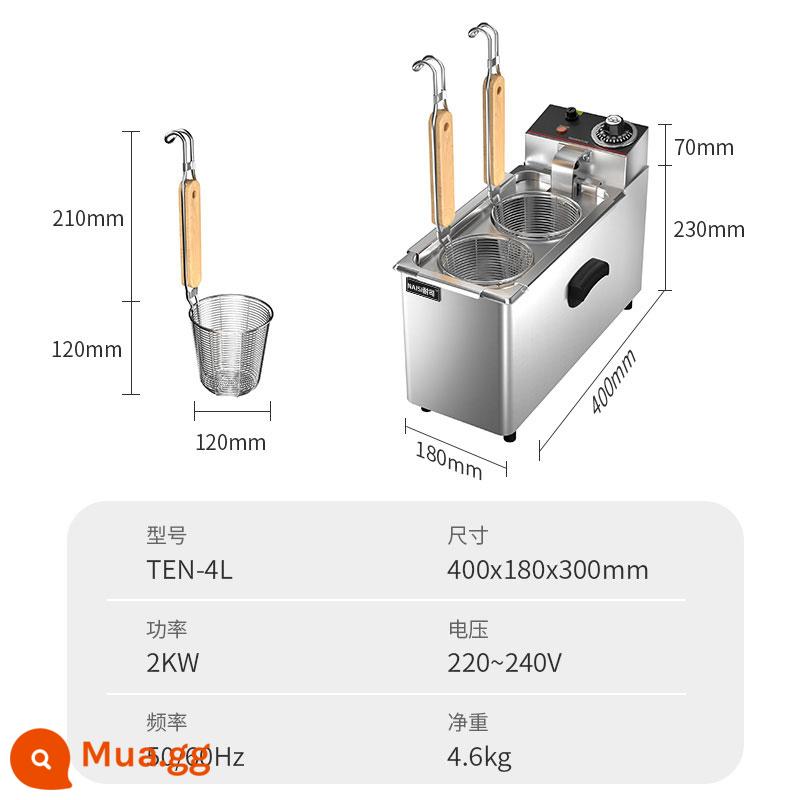 Lò nấu mì bốn đầu Naisi thương mại súp cay nóng cửa hàng tiện lợi máy nấu mì nhỏ máy tính để bàn đa chức năng bột súp điện - Lưới lọc nồi mì 2 đầu