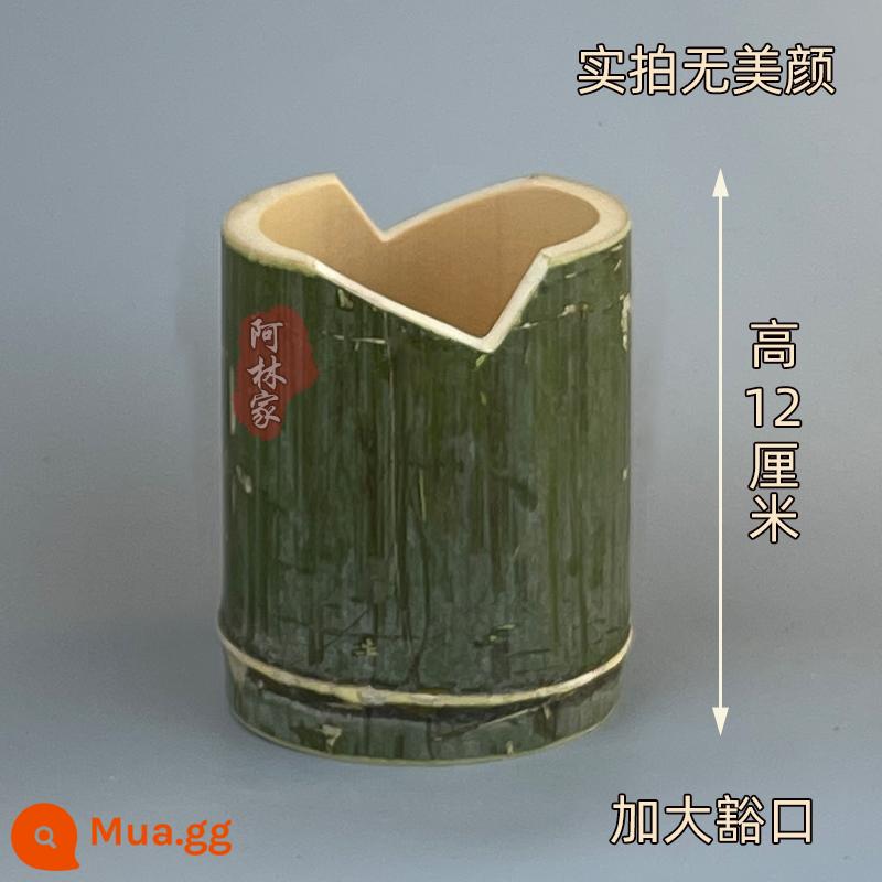 Hũ phanh làm hoa nhung, cắt hoa nhung, ống tre có khe hở, lọ kéo tùy chỉnh, handmade không sơn - Đường kính ngoài của bình phanh cao khoảng 9cm, khe hở lớn.