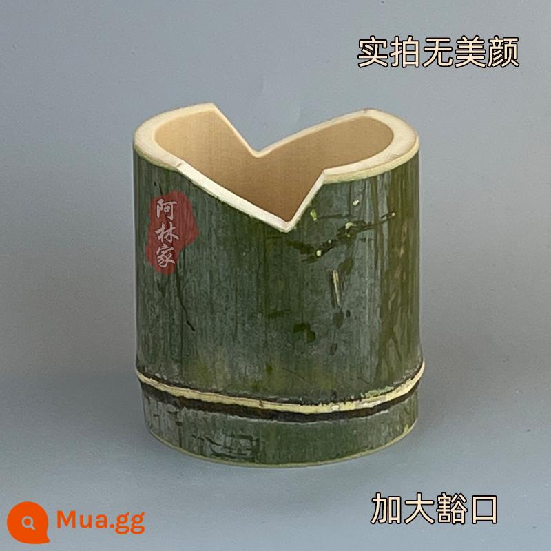 Hũ phanh làm hoa nhung, cắt hoa nhung, ống tre có khe hở, lọ kéo tùy chỉnh, handmade không sơn - Đường kính ngoài của bình phanh cao khoảng 9cm và cao 10cm có khe hở lớn.