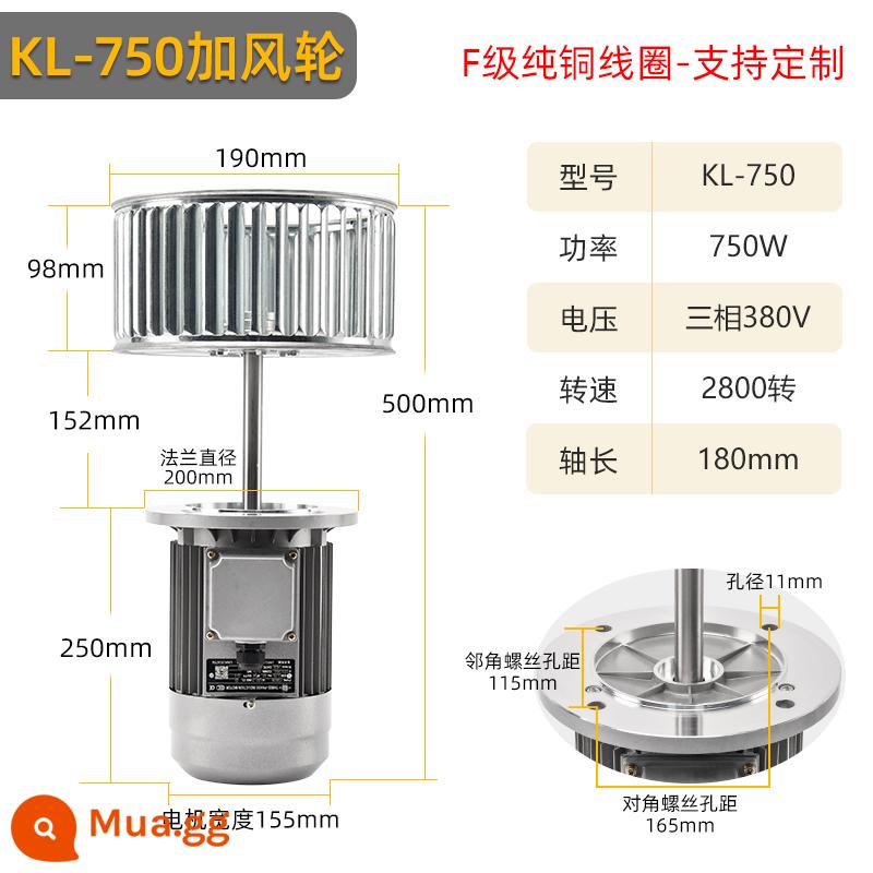 Động cơ trục mở rộng chịu nhiệt độ cao 220v nồi hơi chu trình nhiệt lò hầm 370w380v quạt lò công nghiệp - Bánh xe gió 750W/2800 vòng/phút/380V-plus