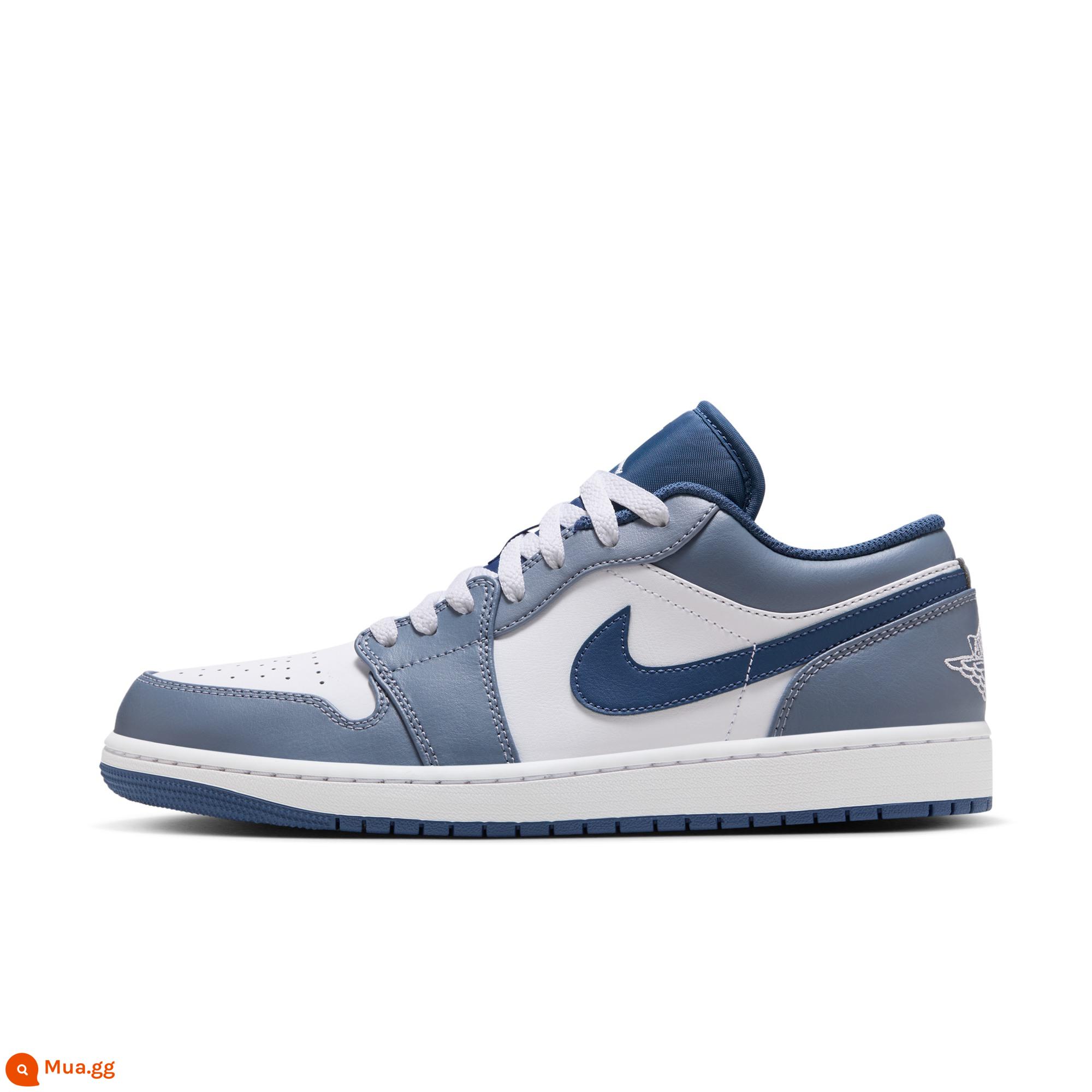 Giày thể thao nam Nike Jordan AJ1 chính thức của Jordan giày thể thao mùa xuân đế thấp đệm nhẹ cầm nắm 553558 - 414 xám đá xanh/trắng/xanh biển sâu huyền bí