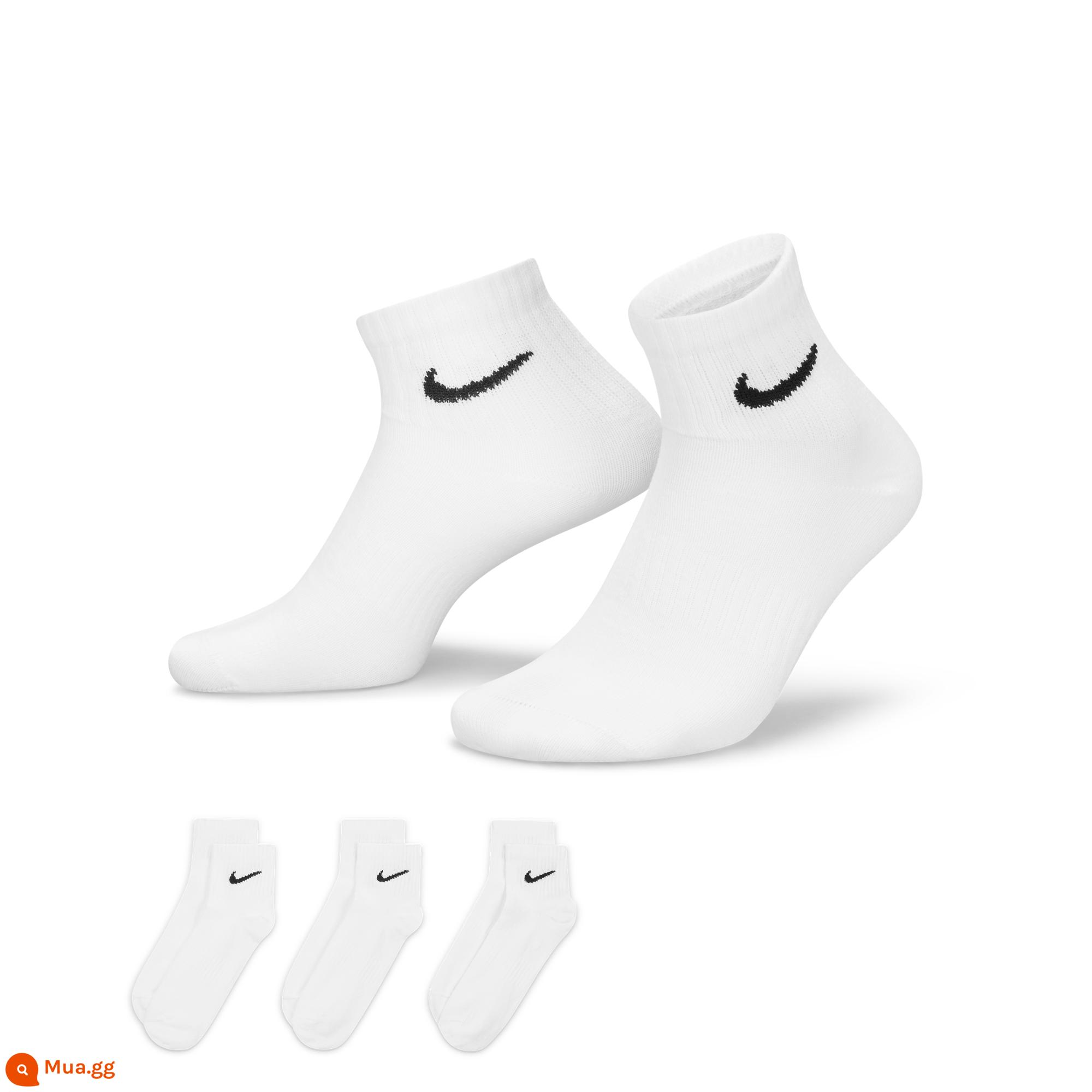 Nike Vớ tập luyện ANKLE chính thức của Nike 3 đôi nhanh khô hỗ trợ thoải mái và mềm mại SX7677 - 100 trắng/(đen)