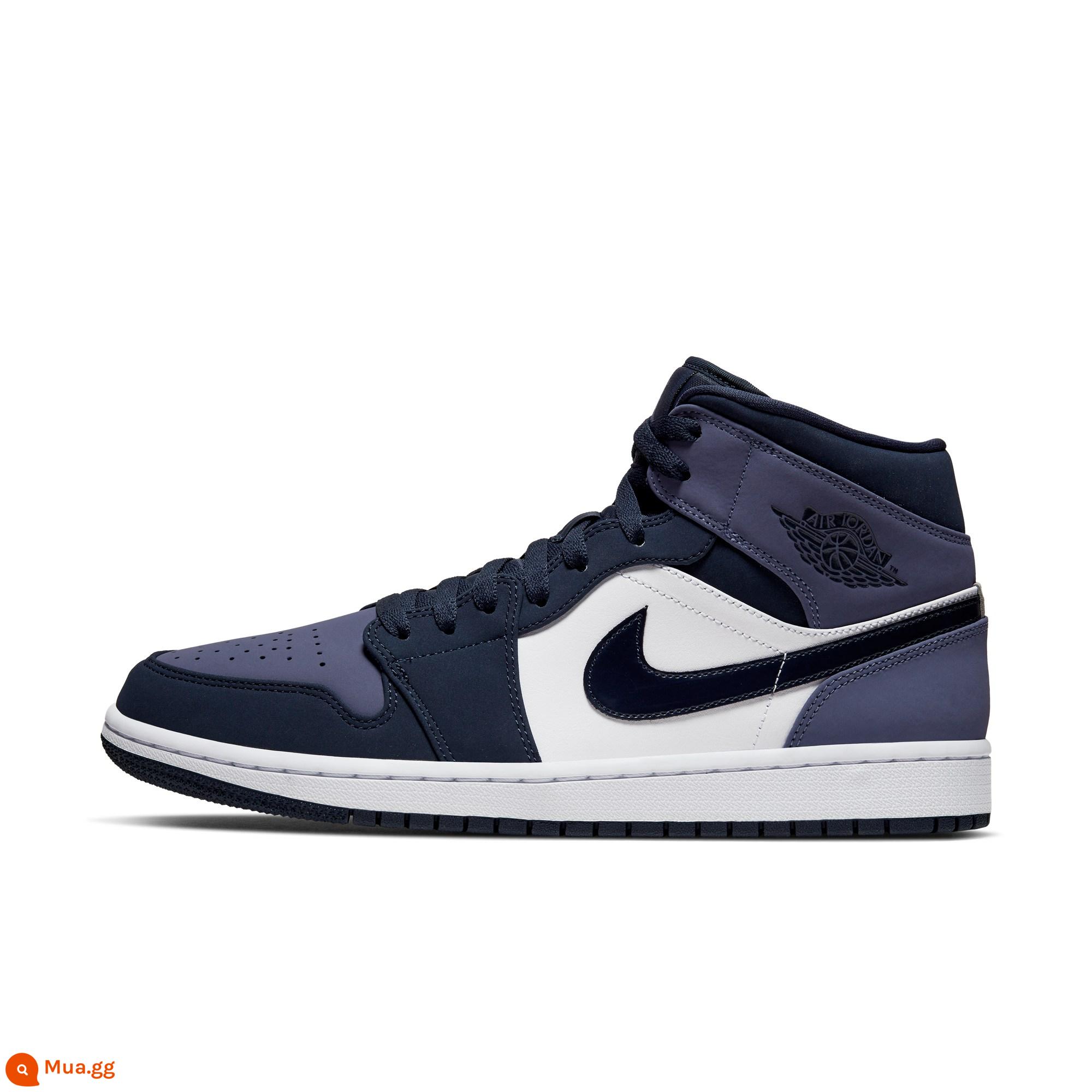 Giày thể thao nam Nike Jordan AJ1 chính thức của Jordan giày thể thao nam nhẹ thời trang mùa xuân da một phần 554724 - 445 màu obsidian/màu obsidian/tím cát/trắng