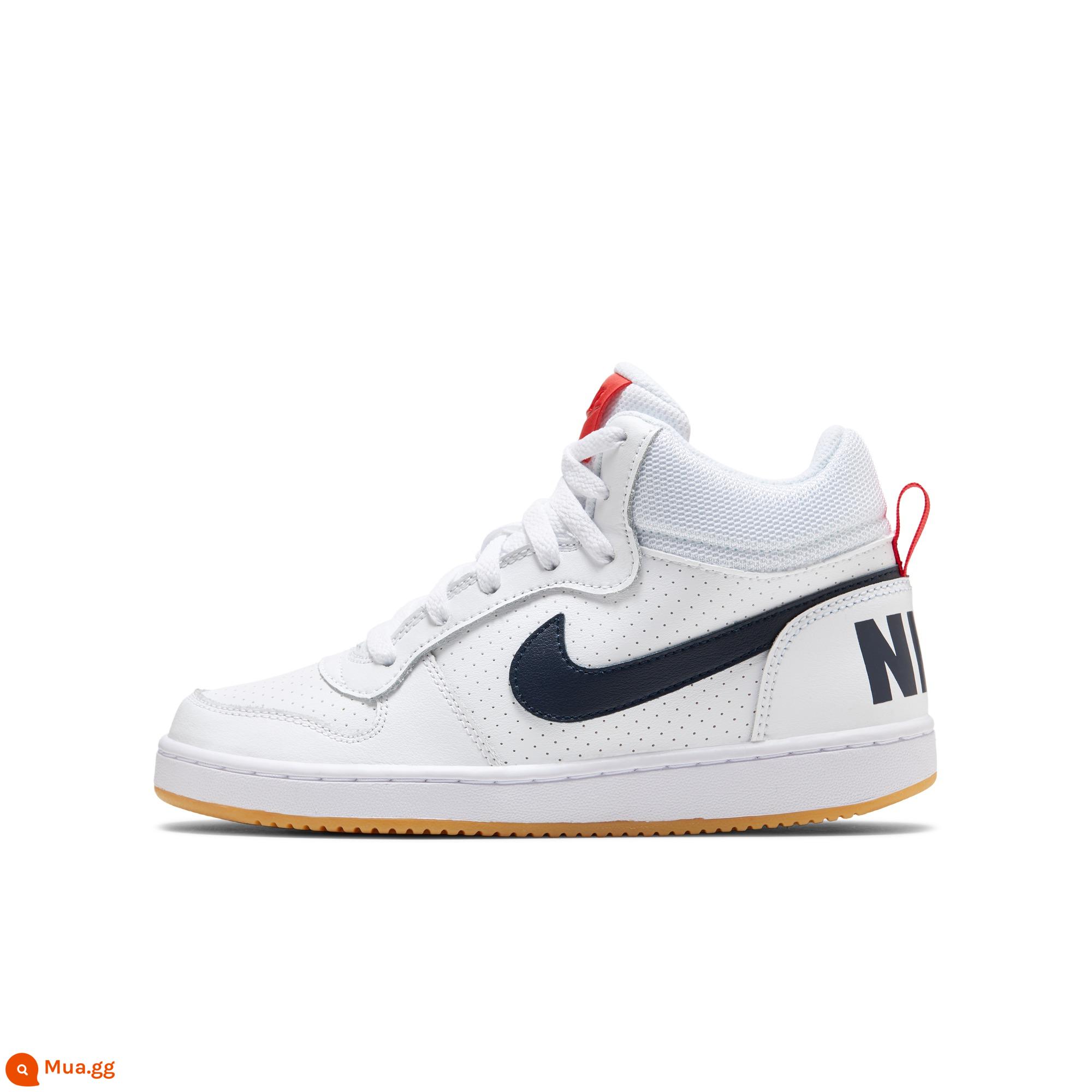 Nike Nike chính thức cho bé trai COURT BOROUGH MID giày thể thao trẻ em cỡ lớn ống giữa mùa đông 839977 - 107 trắng/đá hắc thạch/đỏ đại học/nâu nhạt cao su