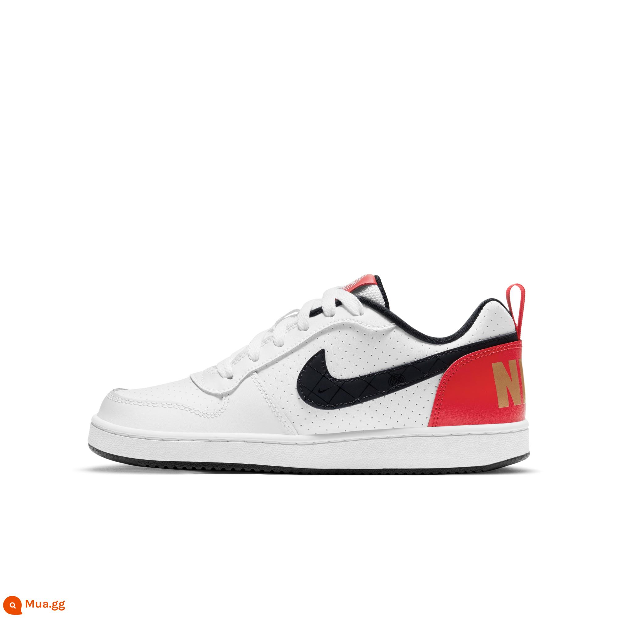 Nike Nike chính thức cho bé trai COURT BOROUGH LOW giày thể thao trẻ em cỡ lớn mùa đông cổ thấp DD8495 - 106 Trắng/Đen/Đỏ đại học/Vàng kim loại