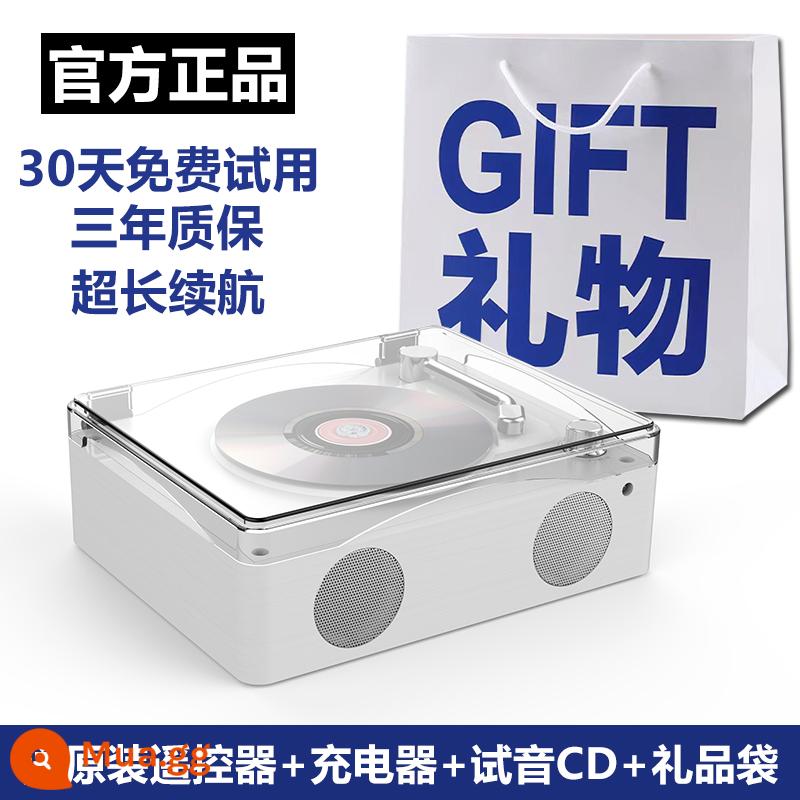 Máy nghe nhạc CD cổ điển thời gian Loa Bluetooth máy nghe nhạc tất cả trong một album ghi âm nhạc đĩa CD thời gian - Mingming mới nhất 2023 [Mẫu nâng cấp chất lượng âm thanh HIFI] màu trắng + điều khiển từ xa + cáp sạc + túi quà