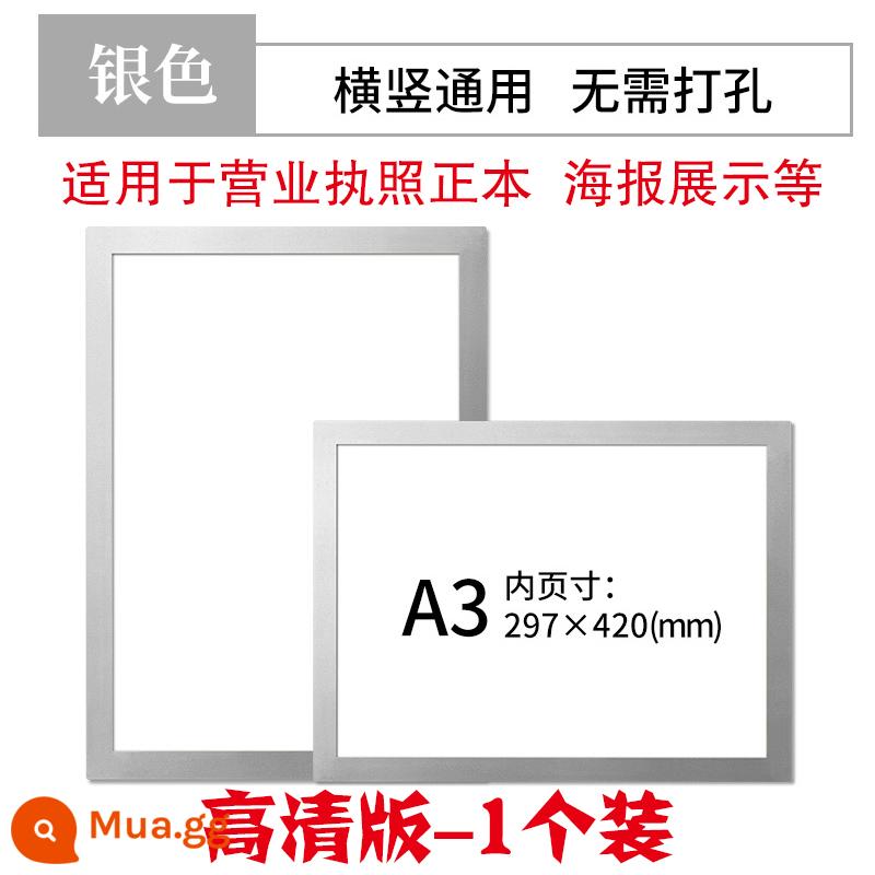 Khung tranh khung ảnh A4 lắp đơn giản khung trưng bày trẻ em treo tường làm việc khung nam châm 4 mở khung trưng bày 8k - A3 khung bạc-1 gói