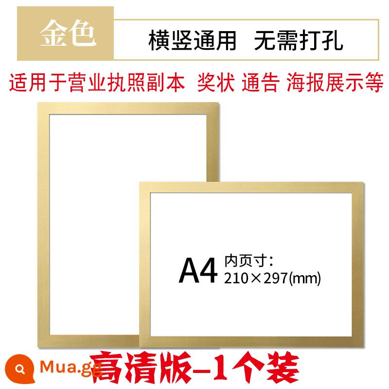 Khung tranh khung ảnh A4 lắp đơn giản khung trưng bày trẻ em treo tường làm việc khung nam châm 4 mở khung trưng bày 8k - A4 khung vàng-1 gói