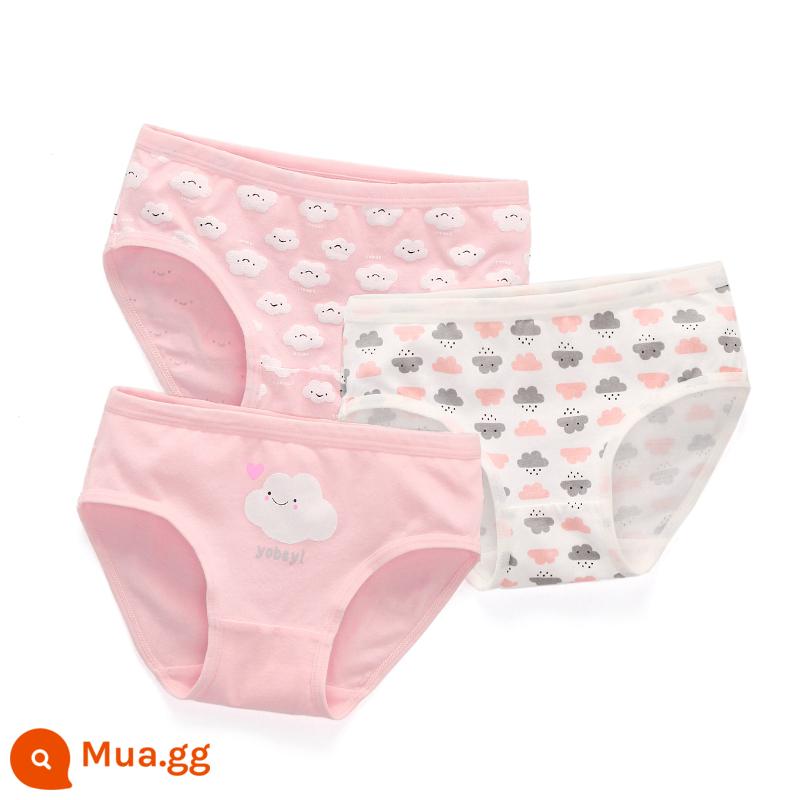 Quần lót trẻ em quần sịp bé gái cotton nguyên chất quần đùi bé gái màu đỏ toàn bộ cotton không kẹp PP quần đùi trẻ em cỡ vừa và lớn 100% - Gói kết hợp đám mây hồng-3