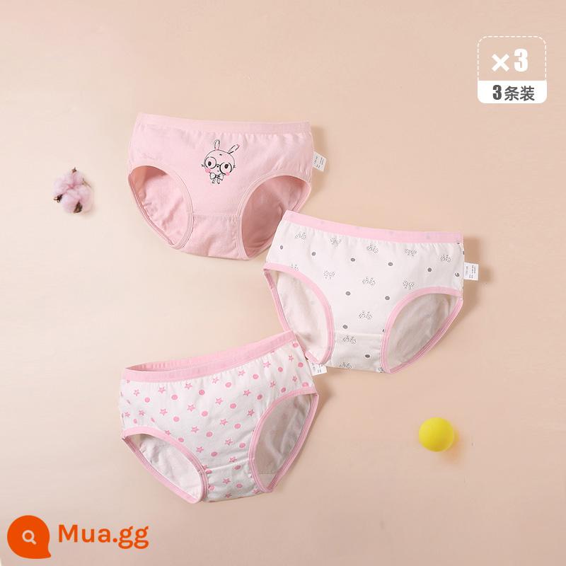 Quần lót trẻ em quần sịp bé gái cotton nguyên chất quần đùi bé gái màu đỏ toàn bộ cotton không kẹp PP quần đùi trẻ em cỡ vừa và lớn 100% - Gói Combo Chú Thỏ Nhỏ-3