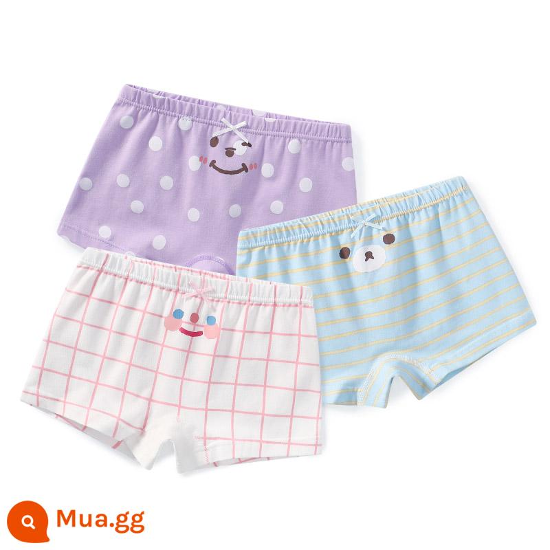 Quần lót trẻ em quần sịp bé gái cotton nguyên chất quần đùi bé gái màu đỏ toàn bộ cotton không kẹp PP quần đùi trẻ em cỡ vừa và lớn 100% - Gói Combo Gấu Nhỏ-3