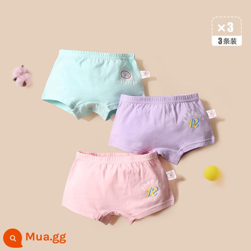 Quần lót trẻ em quần sịp bé gái cotton nguyên chất quần đùi bé gái màu đỏ toàn bộ cotton không kẹp PP quần đùi trẻ em cỡ vừa và lớn 100% - Số kết hợp-3 gói