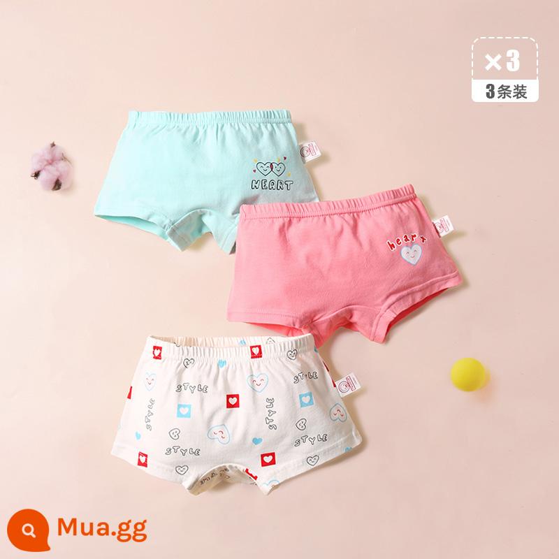 Quần lót trẻ em quần sịp bé gái cotton nguyên chất quần đùi bé gái màu đỏ toàn bộ cotton không kẹp PP quần đùi trẻ em cỡ vừa và lớn 100% - Tình yêu nhỏ kết hợp-3 gói