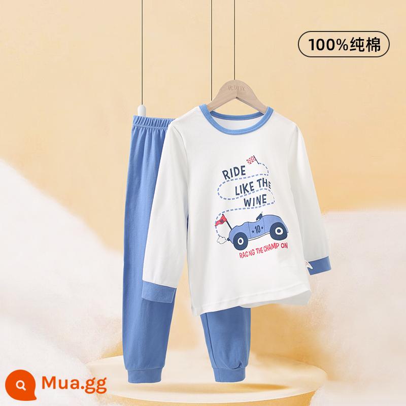 Bộ đồ lót giữ nhiệt cho trẻ em Bộ quần áo mùa thu và quần vệ sinh dày cho bé trai Bộ cotton nguyên chất quần áo mùa thu đông cho nữ Youbeiyi - xe đua