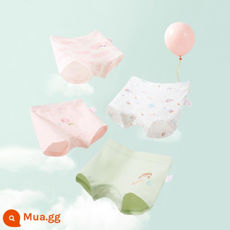 Quần lót trẻ em quần sịp bé gái cotton nguyên chất quần đùi bé gái màu đỏ toàn bộ cotton không kẹp PP quần đùi trẻ em cỡ vừa và lớn 100% - Gói Combo Sinh Vật Biển-4