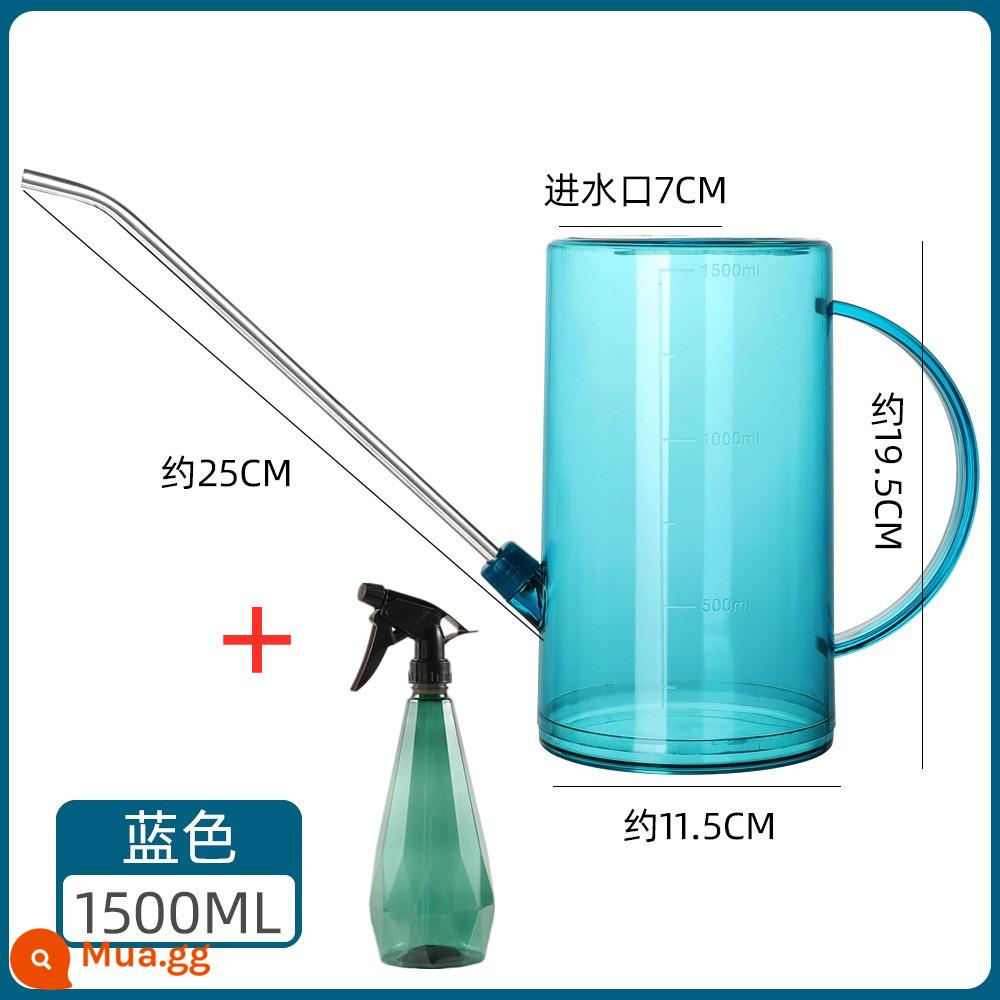 Tưới bình tưới miệng dài hộ gia đình có hoa bình tưới bình tưới ấm đun nước trong nhà cây xanh mọng nước chậu cây dưỡng ẩm dụng cụ - 1.5 lít [xanh] + nồi ép tay