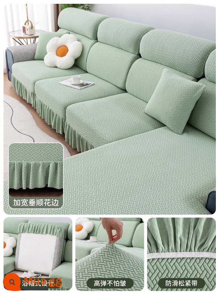 Vỏ bọc ghế sofa đa năng bao gồm tất cả các mùa váy mới đơn giản đàn hồi vải chống trượt sofa vải che bụi - Váy lông cừu cực-màu xanh matcha