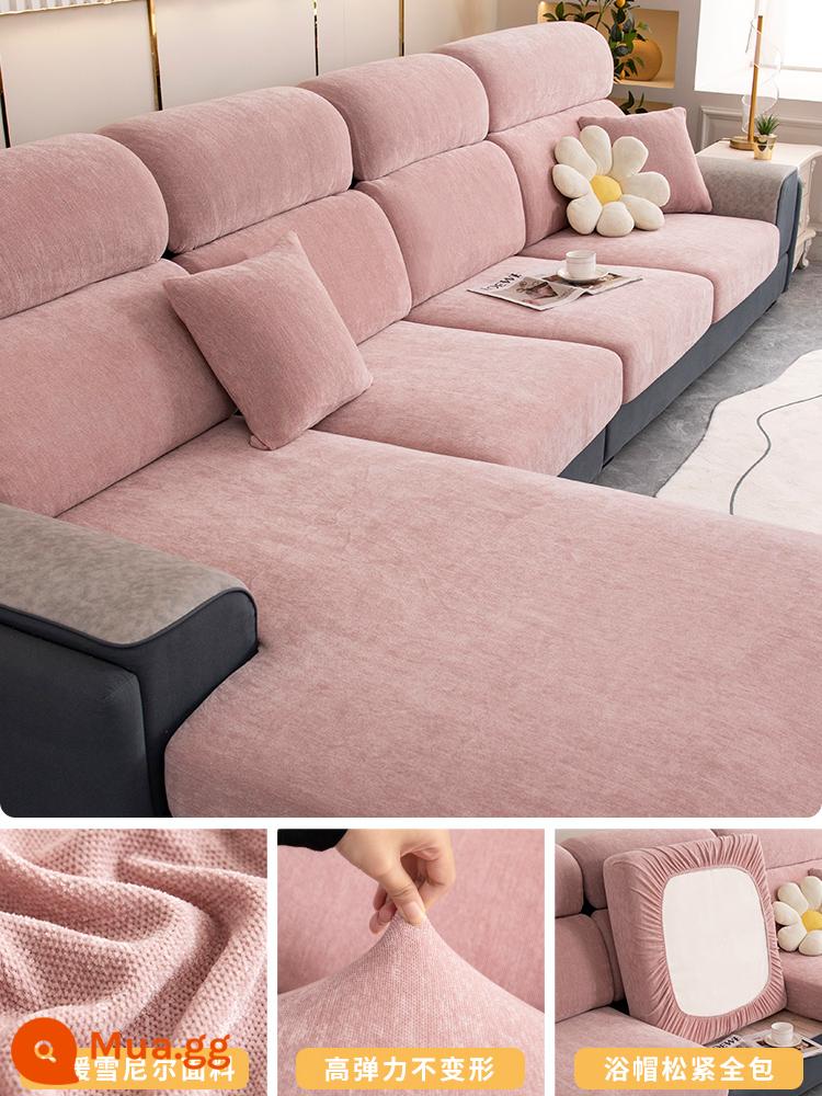 Vỏ bọc ghế sofa bao gồm tất cả các loại phổ quát mùa đông mới dày dặn mà không cần đo vỏ đệm chống trượt phổ quát - Chenille hồng nữ tính