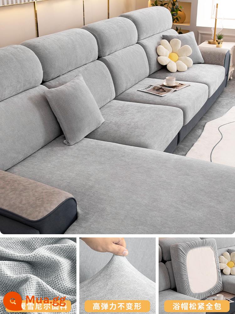 Vỏ bọc ghế sofa bao gồm tất cả các loại phổ quát mùa đông mới dày dặn mà không cần đo vỏ đệm chống trượt phổ quát - Chenille - xám nhạt vừa