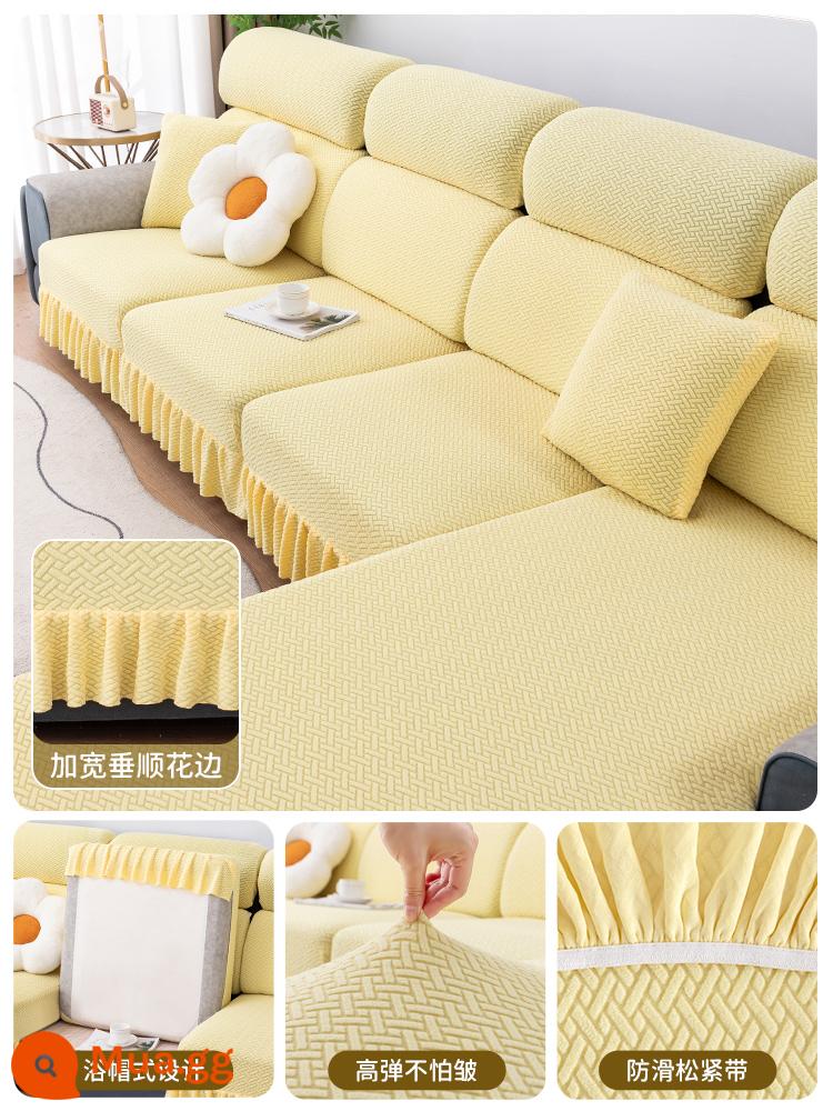 Vỏ bọc ghế sofa đa năng bao gồm tất cả các mùa váy mới đơn giản đàn hồi vải chống trượt sofa vải che bụi - Váy lông cừu cực màu vàng chanh