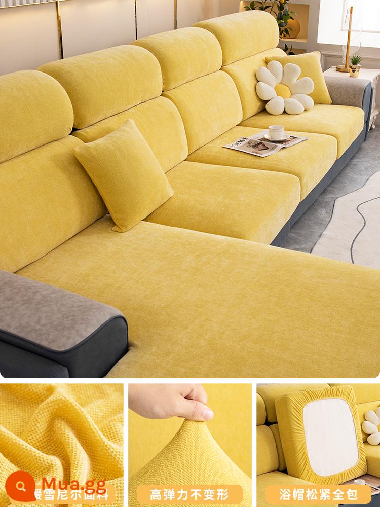 Vỏ bọc ghế sofa bao gồm tất cả các loại phổ quát mùa đông mới dày dặn mà không cần đo vỏ đệm chống trượt phổ quát - Chenille - màu vàng chanh