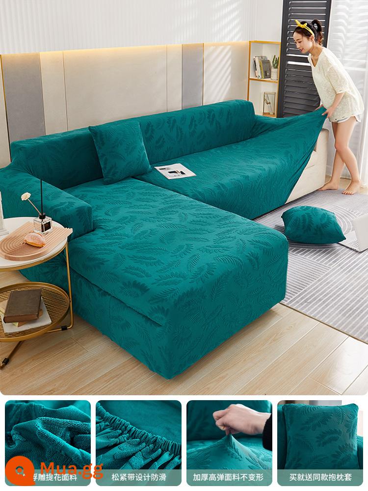 Ghế Sofa Đàn Hồi Tất Cả Bao Gồm 1 Giày Lười Ghế Sofa Đa Năng Mới Dày Chống Mèo Xước Vỏ Bảo Vệ - Jacquard lá nhung - xanh ngọc lục bảo