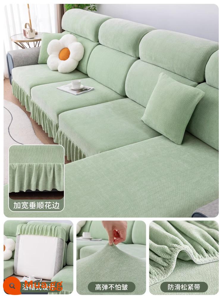 Vỏ bọc ghế sofa đa năng bao gồm tất cả các mùa váy mới đơn giản đàn hồi vải chống trượt sofa vải che bụi - Váy Chenille - xanh matcha